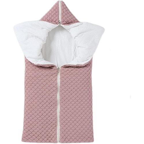 LLmoway Newborn Swaddle Blanket Warm Soft Stretchy Receiving Wrap Baby Infant Winter Sleeping Essentials 0-12Months Rose Red