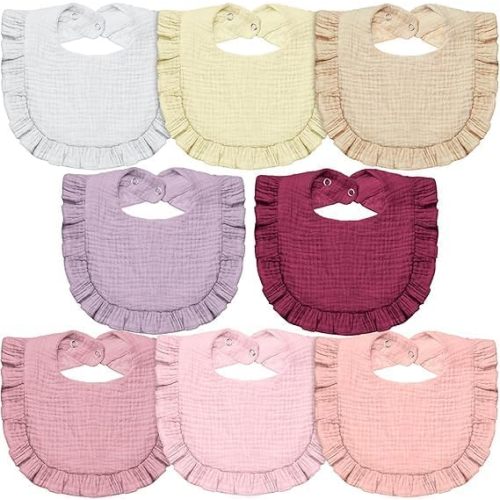 Lictin Muslin Baby Drool Bibs - 8 Pack Baby Bandana Drool Bibs Cotton Unisex, Snap Muslin Bibs for Boys Girls