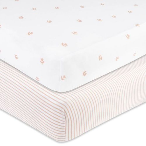 Ely's & Co. Fitted Crib Sheet 100% Combed Jersey Cotton Pink for Baby Girl
