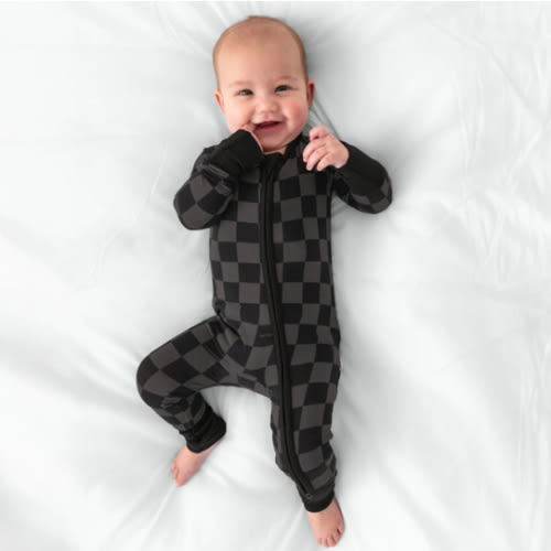 Monochrome Checks Zippy – Little Sleepies (0-3 mnths)