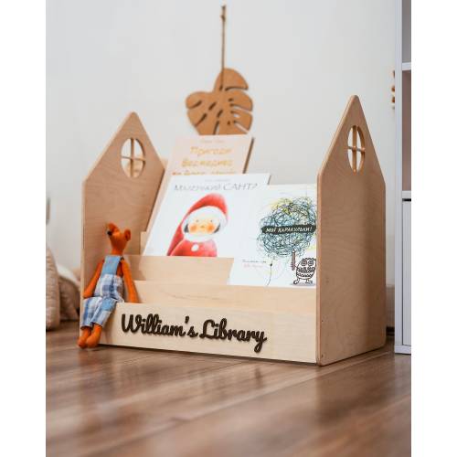 Montessori Bookshelf Personalized Nursery Bookcase Kids Room Decor - Birthday Gift, Wooden Bookshelf for Kids - Nursery Furniture, Baby Gift