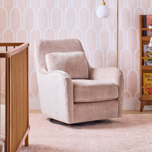 Kids Sophie Swivel Glider, Performance Modern Chenille Mink, Plywood