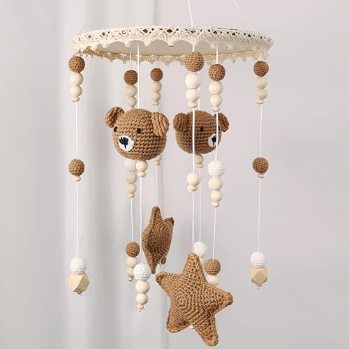 Baby Mobile for Crib - Bear Baby Crib Mobile - Boho Crib Mobile - Crib Mobile for Boys, Girls - Baby Mobile for Bassinet, pack n play