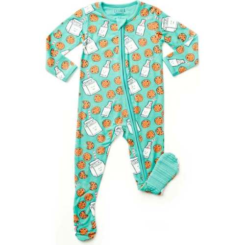 Soft & Stretchy Zipper Footie, Milk and Cookies - Clover Baby & Kids | Maisonette