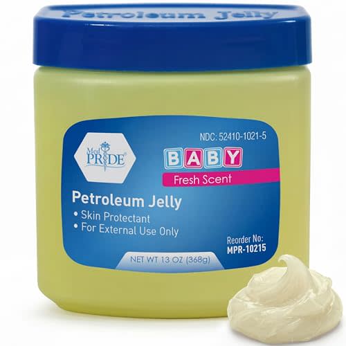 MED PRIDE Petroleum Jelly with Fresh Baby Scent, Baby Blue, 13 oz – Skin Protectant & Moisturizer for Dry Skin, Rashes, Minor Burns, Wounds, Chapped Lips, Dry Hands & Diaper Rash
