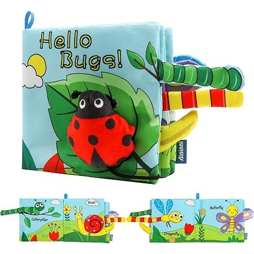 Soft Baby Books High Contrast Baby Toy, Touch and Feel Crinkle Cloth Book Infant Toy with Non-Toxic Fabrics, Baby Shower, Thank You Gift for Newborn Boys and Girls 0-6-12 Months