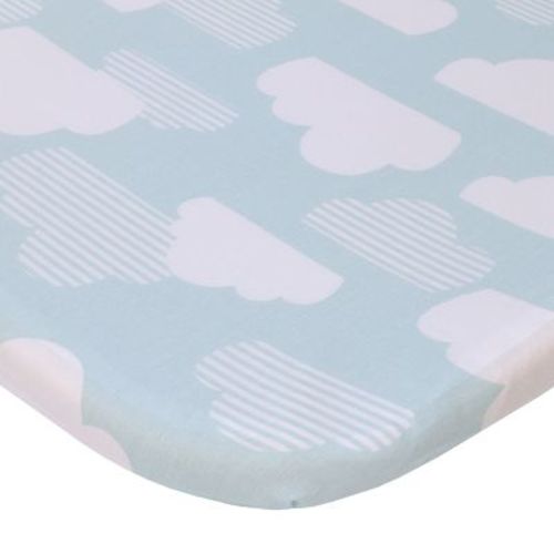NoJo -Skip Hop Cozy-Up 2-in-1 Bedside Sleeper Blue and White Clouds 100% Cotton Fitted Bassinet Sheet