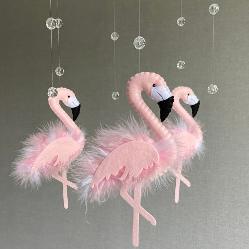 Flamingo mobile Baby mobile girl Pink flamingo nursery decor Tropical flamingo crib mobile Mobile for nursery girl Mobile baby