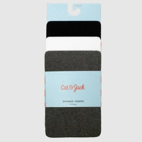 Baby Girls' 3pk Nylon Tights - Cat & Jack™ Navy/white/gray 6-12m