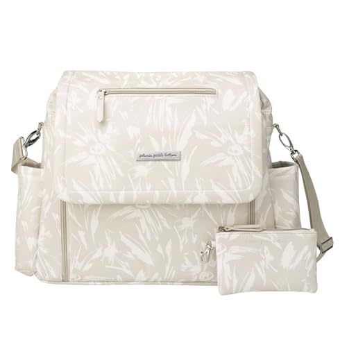 Petunia Pickle Bottom Boxy Backpack Deluxe, Diaper Bag for Parents, Stylish Baby Bag, Spacious Backpack for On-The-Go Moms (Linen Blossoms)
