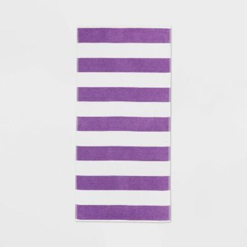Striped Beach Towel Purple/white - Sun Squad™