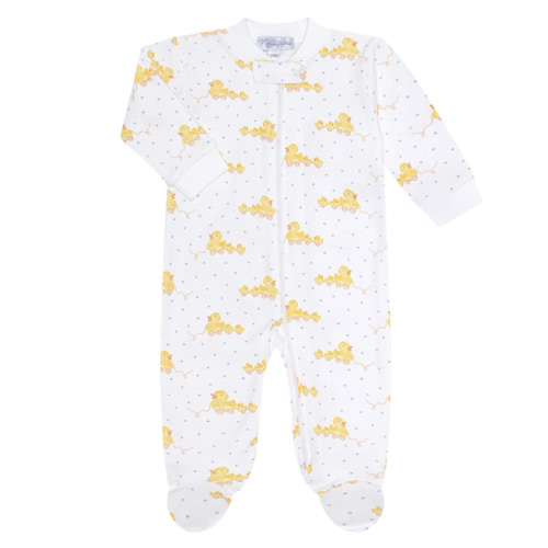 Blue Ducks Print Zipper Footie