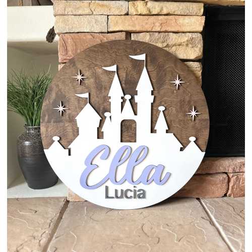 Princess Name Sign, Custom Wood Name Sign, Castle Nursery Sign, Castle Sign Custom Name, Nursery Sign, Over the Crib Sign, Girls Room Decor