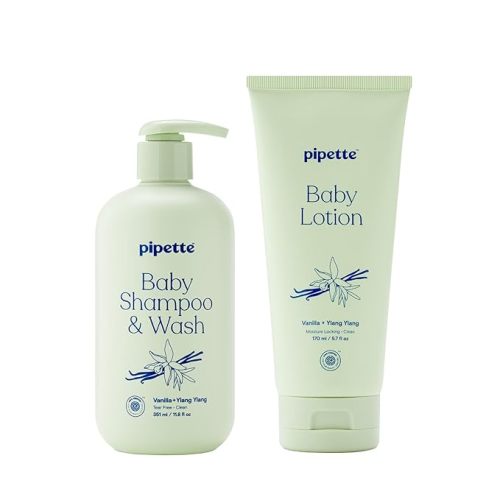 Pipette Fragrance Free Wash and Lotion Duo, Pack of 2, Fragrance Free Baby Shampoo and Body Wash, Unscented Lotion for Newborns, Sensitive Skin, and Kids, Tear-Free Bath Time, Hypoallergenic