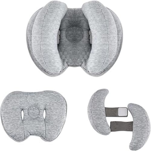 2 in 1 Baby Support Pillow, Adjustable Banana Shape Baby Neck Head Travel Pillow Stroller Insert Cushion for Kids, Toddler, Gray