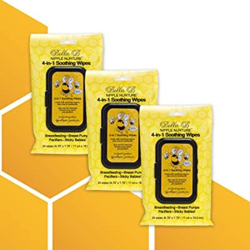 BELLA B Nipple Nurture 3-Piece Breast Wipes/Baby Wipe Bundle - Breast Pump Cleaning Wipes - Nursing and Breastmilk Wipes