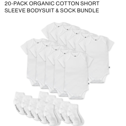 20-Pack Organic Cotton Short Sleeve Bodysuit & Sock Bundle | Honest Baby Clothing