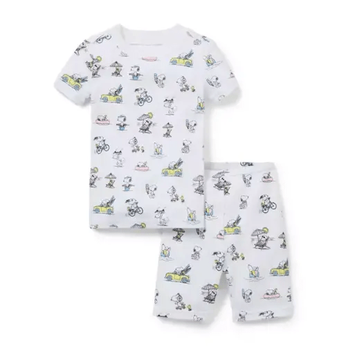 Boy White Snoopy Vacation Good Night Short Pajama In Peanuts Snoopy Vacation by Janie and Jack