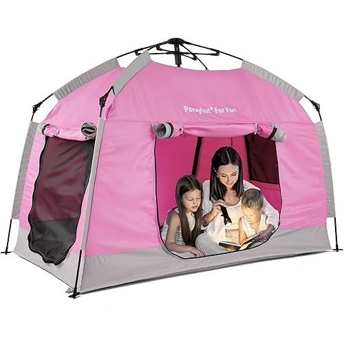 Kids Play Tent-Portable Playhouse Children House -Easy Set up Indoor Outdoor with Carry Bag for Kids-Light Strip Design for Night use -Space for Children and Parents-Birthday
