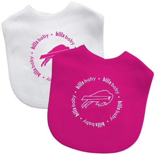 BabyFanatic Officially Licensed Pink Unisex Cotton Baby Bibs 2 Pack - NFL Buffalo Bills