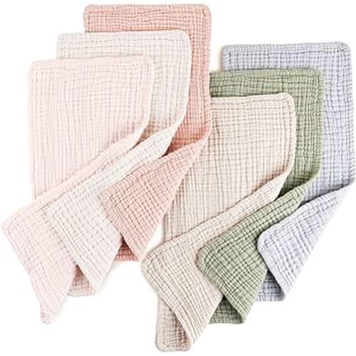 Konssy Muslin Baby Burp Cloths Sets for Unisex- 6 Pack Large 100% Cotton Burping Clothes for Newborn，Baby Girls and Boys
