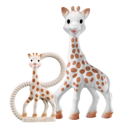 Sophie la girafe Classical Creation Birth Set #1 | Gift Set Includes Gift Bag, Card, Sophie la girafe & Teething Ring | Born in Paris | Made from Natural Rubber | Designed for Teething Babies