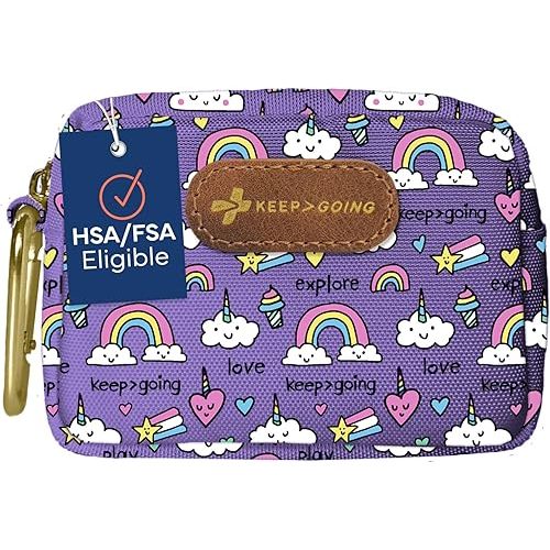 KeepGoing Small Travel First Aid Kit Kids – 60 Pc. Mini First Aid Kit for Purse, Diaper Bag, & Backpack with Latex-Free Bandages – 4 Oz., & 4.5 x 3.5 x 2 in, TSA-Approved