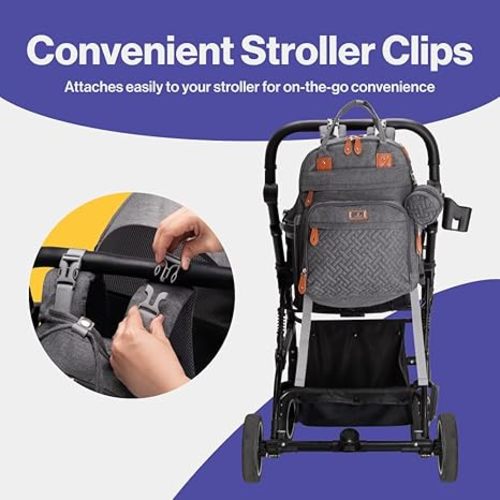 BabbleRoo Extra Large Diaper Bag Backpack, Expandable Baby Bag with Up to 50% More Capacity - Travel Essentials Baby Bag Tote with Changing Pad, Stroller Straps & Pacifier Case - Unisex, Dark Gray