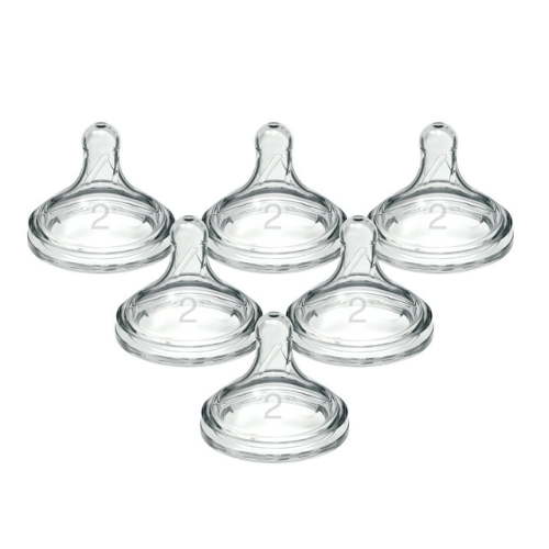 Dr. Brown's Options+ Wide-Neck Baby Bottle Nipple - Level 2, Medium Flow - 6-Pack - 3m+