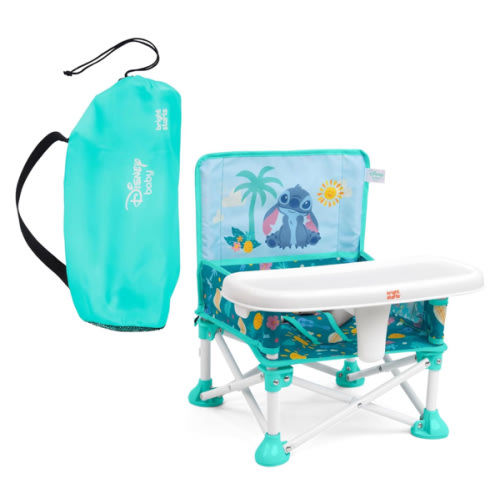 Bright Starts Disney Stitch Pop 'N Sit Portable Booster, Indoor/Outdoor Use, Floor Seat with Feeding Tray, Blue, 6 Mos - 3 Yrs