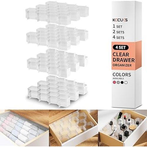 Honeycomb Separator Adjustable Drawer Organizer Divider for Underwear Belt-Scarf Socks Organizer (White(4pcs))