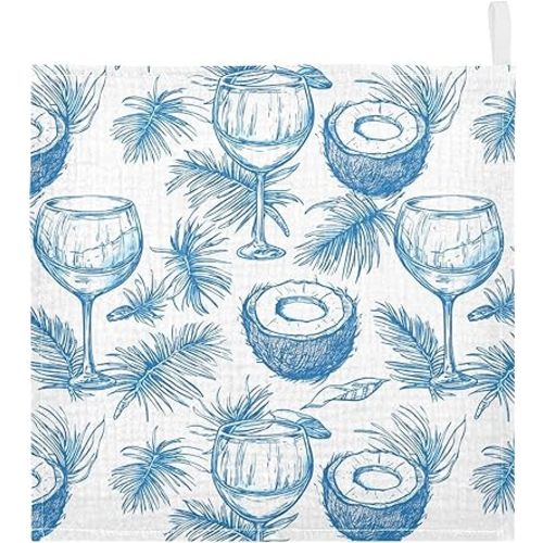 vvfelixl Wine Beach Party Baby Burp Cloths Baby Muslin Washcloths for Boys Girls Cotton Babys Face Towel for Newborn Infants Soft and Absorbent 11.8 X 11.8 in, 5 Pack