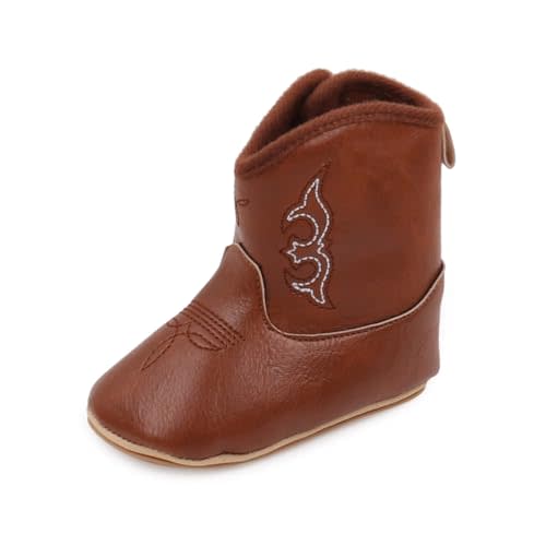 Kuner Baby Cowboy Boots Western Boots Toddler Cowboy Bootie Soft Sole Non-Slip Crib Shoes for Infant Boys Girls0-18 Months