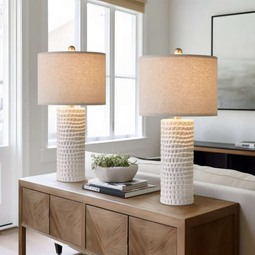 Dakota Fields Anazagene Modern Ceramic Table Lamp Set, Suitable For Living Room, Bedroom, Office & Reviews | Wayfair