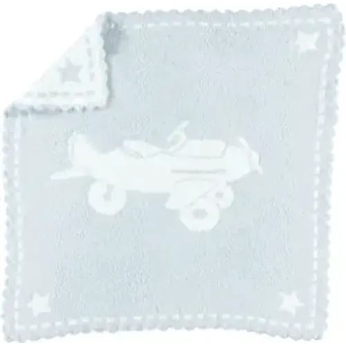 Barefoot Dreams CozyChic Scalloped Baby Receiving Blanket - Blue & White 30x 32,B551 - 30x32 Inch (Pack of 1)