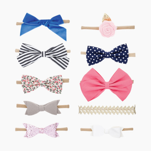 Parker Baby Co. Bows And Headbands (10 Pack) - Essentials Set