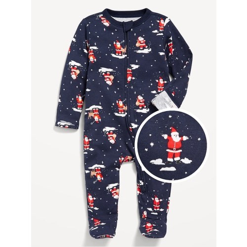 Unisex Caterpillar Print Sleep & Play 2-Way Zip Footed One-Piece for Baby