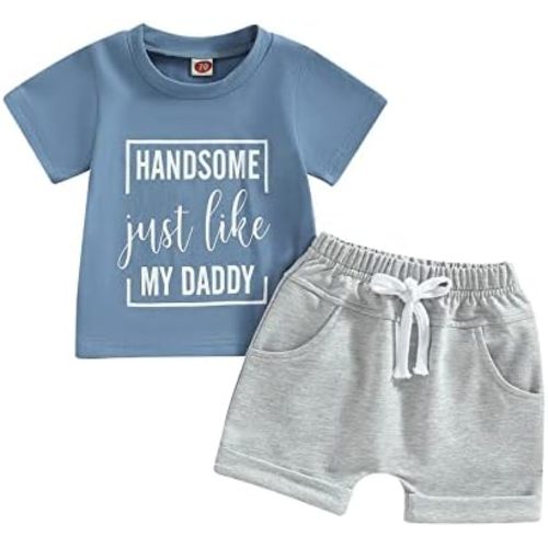 Toddler Baby Boy Summer Clothes Mamas Little Boy Short Sleeve T Shirt Tops Infant Rolled Stretch Shorts Set