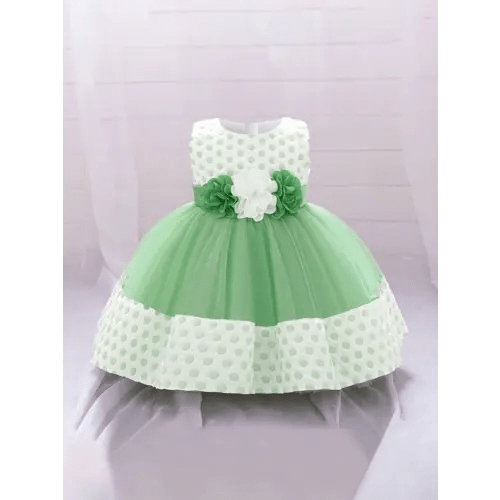Baby Girl 3D Flower Decor Lovely Contrast Mesh Dress, Suitable For Outdoor Party | SHEIN USA