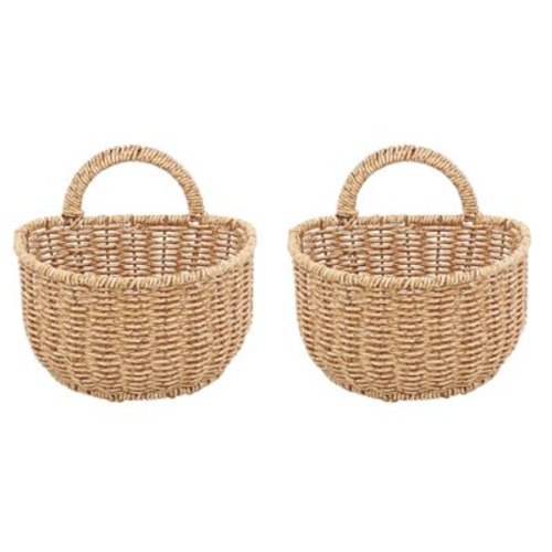 Raindrops 2pcs Wall Hanging Basket Door Back Hanging Basket Kitchen Wall Storage Basket