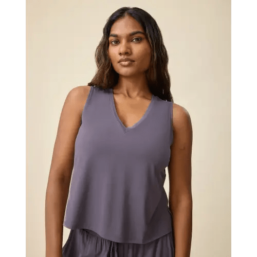 Aria Bamboo Cropped V-neck Tank - Medium