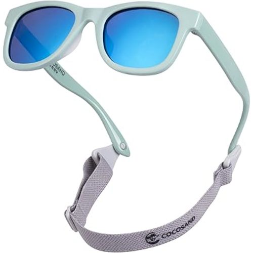 COCOSAND Flexible Baby Sunglasses with Strap Polarized UV Protection for Toddler Infant Newborn Boy Girl Age 0-24 Months