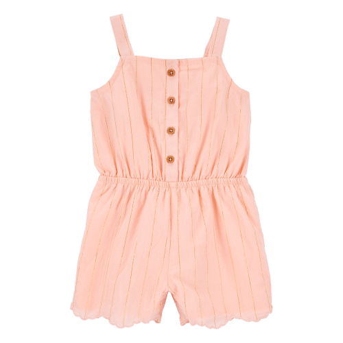 Baby Boho Button-Up Crinkle Romper - Coral - Carter's | Carter's