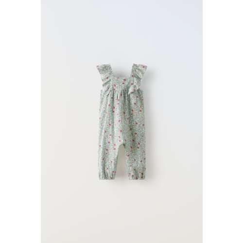 TEXTURED FLORAL OVERALLS