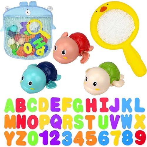 Bath Toys Kids Age 1-3 - Foam Bath Letters and Numbers ABC Alphabet Learning Toys Bathtub Toys Toddlers 2-4 Water Pool Shower Tub Toy Babies Infant 6-9-12-18-24 Months Gifts for 1-6 Year Old Boy Girl - 45pcs