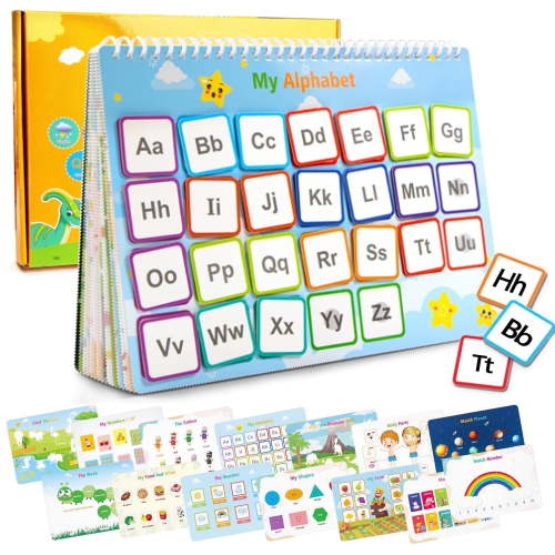 Busy Book for Kids, Montessori Autism Sensory Educational Toys, 15 Pages Toddlers Preschool Activity Binder and Early Learning Toys, for Boys & Girls Develops Fine Motor Skills