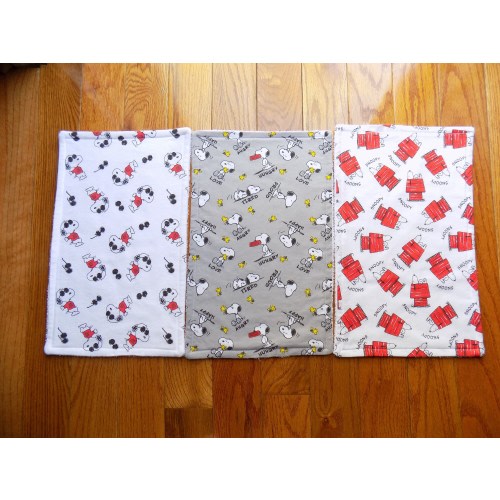 Set of 3 Snoopy Burp Cloths - Baby Shower Gift