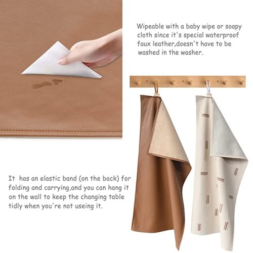 Owlowla Baby Diaper Changing Pad Portable Changing Mat Travel Changing Pad Liner for Baby and Small Toddler(Classic Brown&Brush Strokes) - classic brown&brush strokes