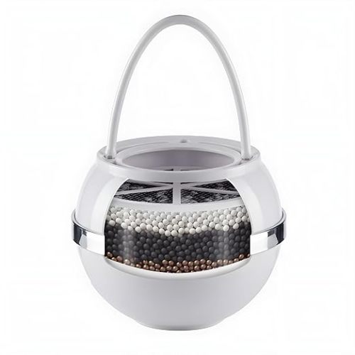 Crystal Quest Premium Bath Ball Water Filter for Bathtub - 3-Stage Filtration, Removes Chlorine, Chloramine & Byproducts, 2,500 Gallons, BPA Free, pH Balanced Water, Fits Most Tubs, White