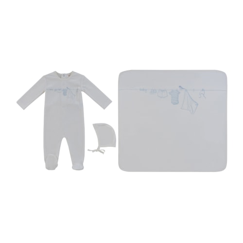 Blue Spring Velour Layette Set